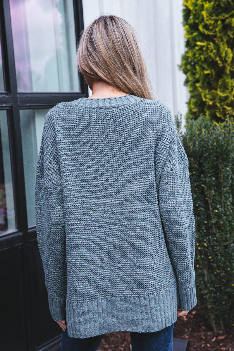 Cierra Button Neckline Sweater, Sage