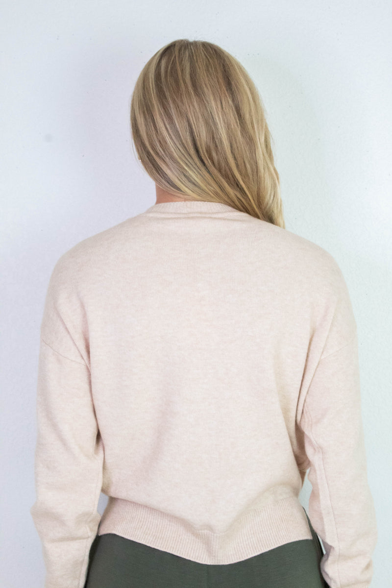 Gloria Scarf Detail Sweater, Light Beige