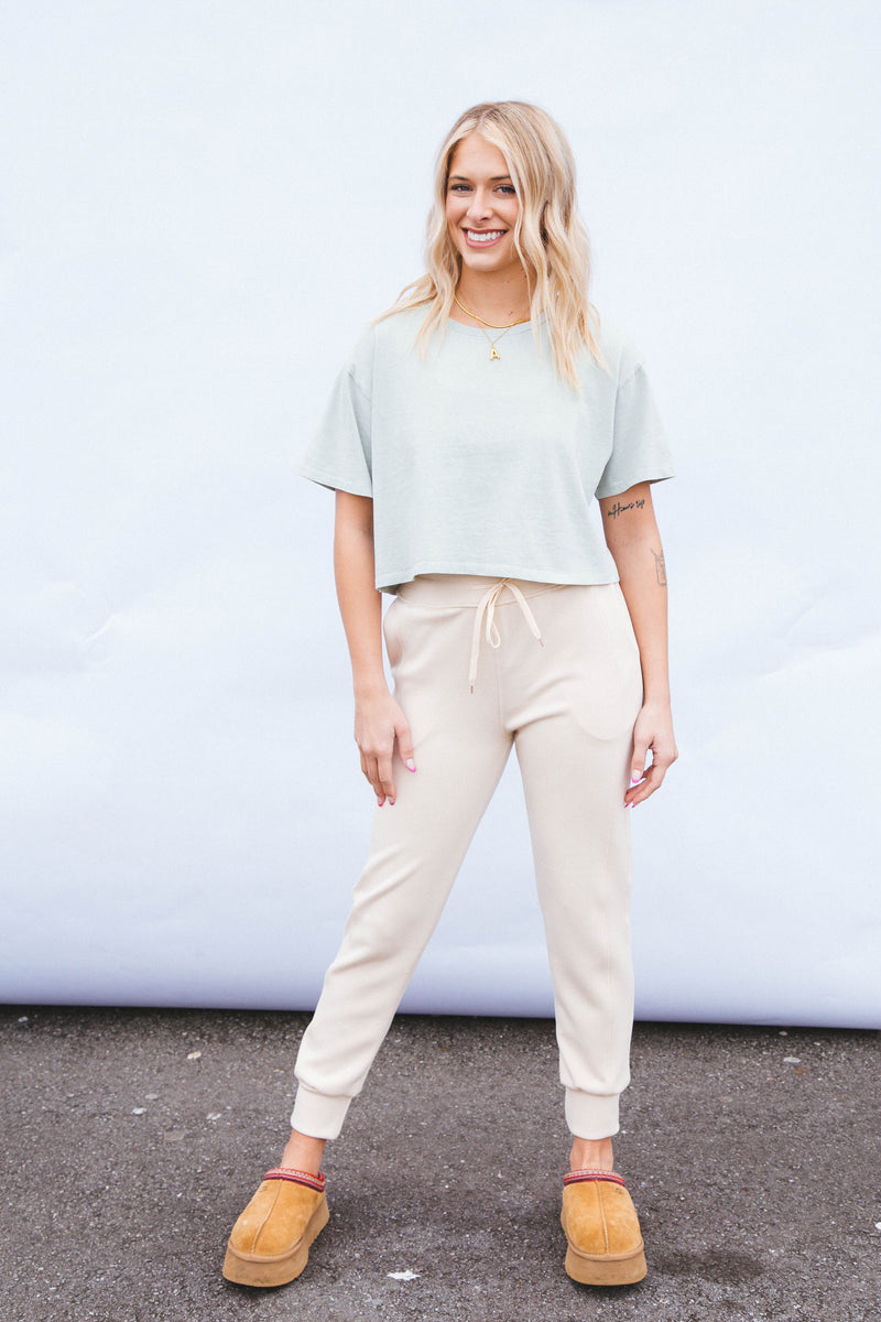 Lea Casual Cropped T-Shirt, Mint