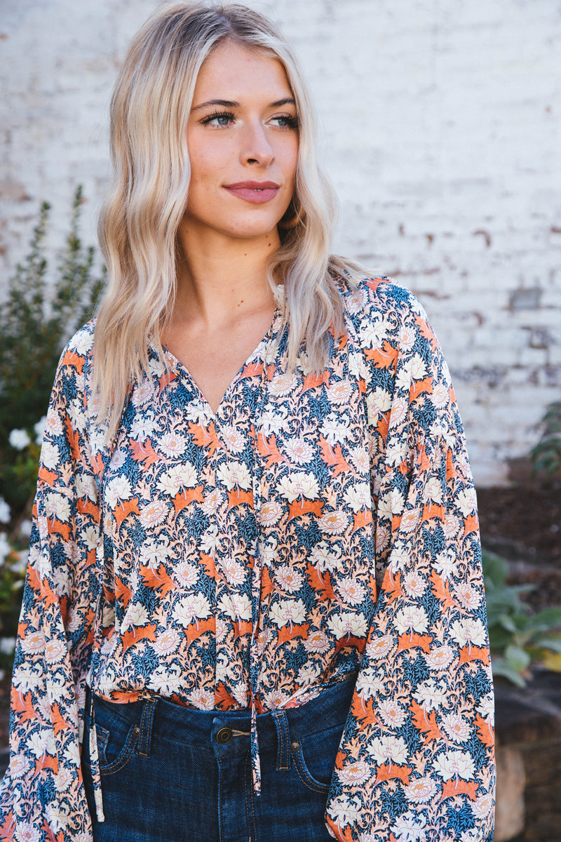 Aurelia Printed Blouse, Rust