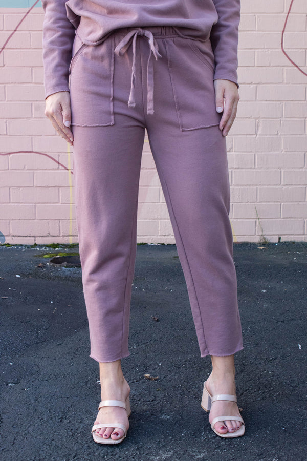 Callie Tapered Lounge Pants, Rose Taupe