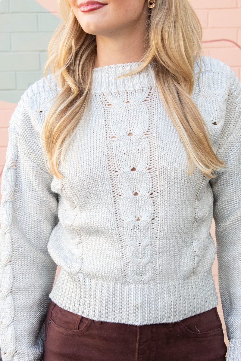 Debbi Cable Knit Sweater, Antique | Steve Madden