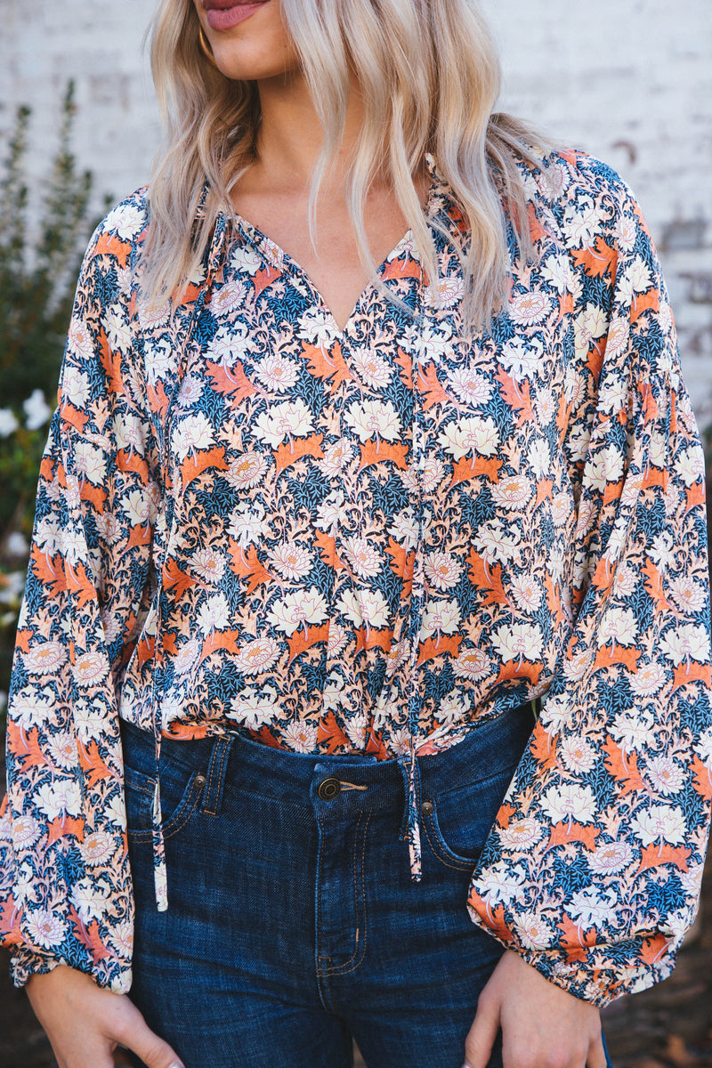 Aurelia Printed Blouse, Rust