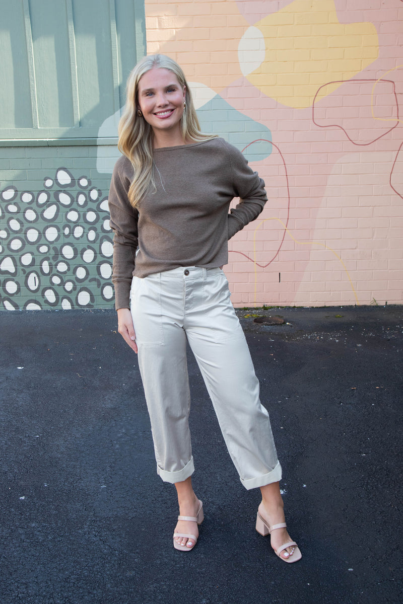 Jess Boat Neck Top, Coco Brown Heather | Free People