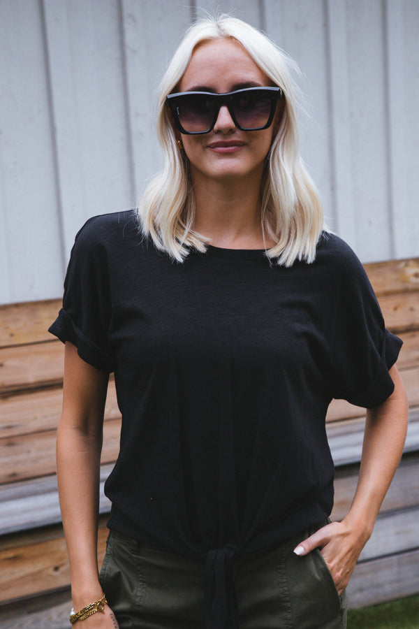 All Day Tie Tee, Black | Sanctuary