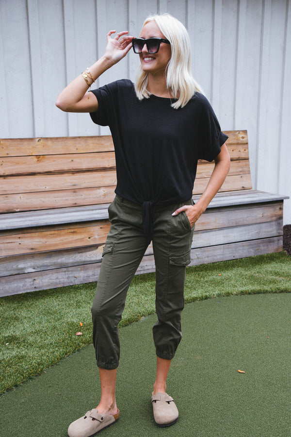 All Day Tie Tee, Black | Sanctuary