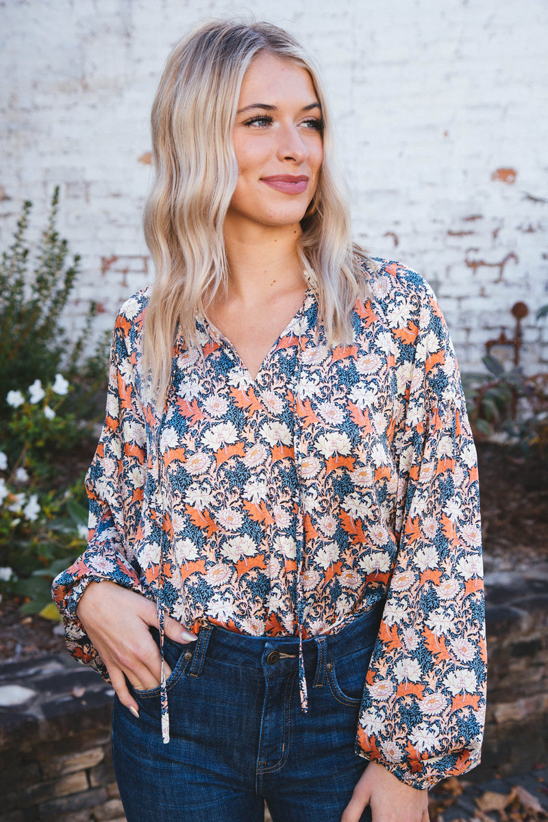 Aurelia Printed Blouse, Rust