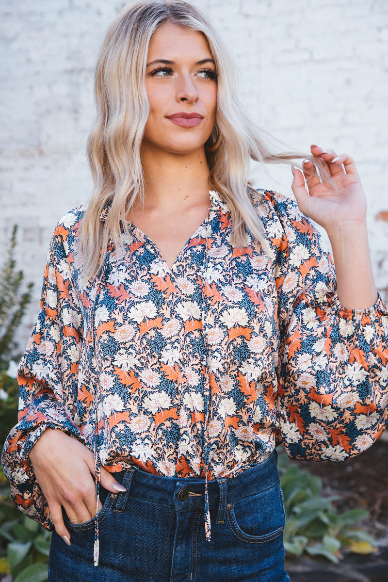Aurelia Printed Blouse, Rust
