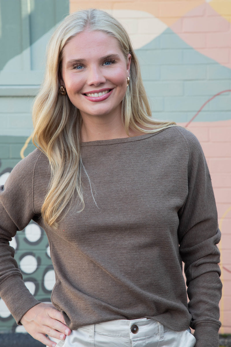 Jess Boat Neck Top, Coco Brown Heather | Free People