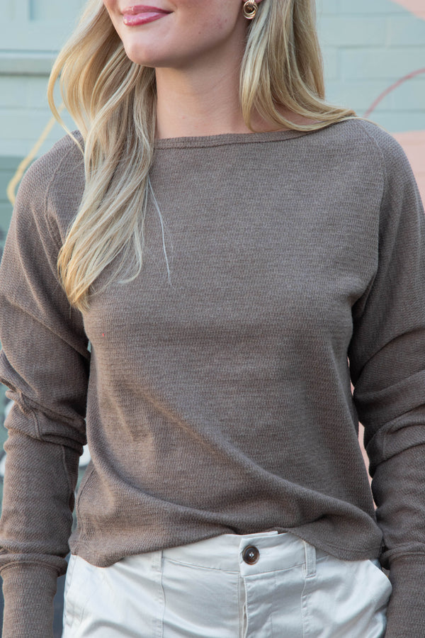 Jess Boat Neck Top, Coco Brown Heather | Free People