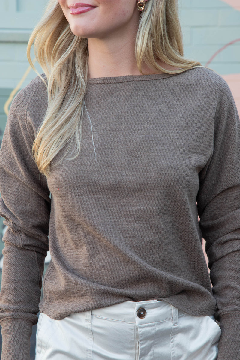 Jess Boat Neck Top, Coco Brown Heather | Free People