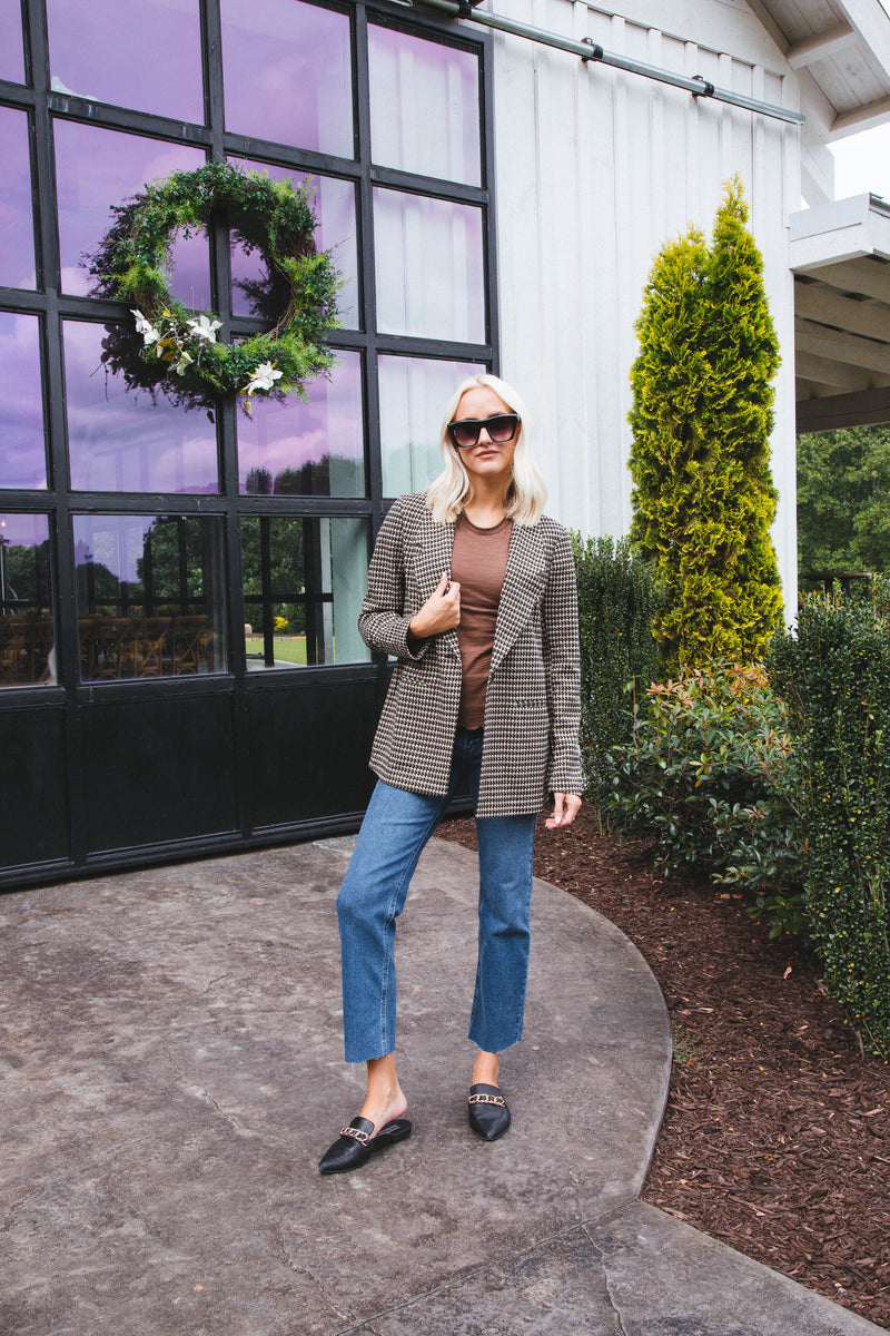 City Blazer, Vanilla Houndstooth | Sanctuary