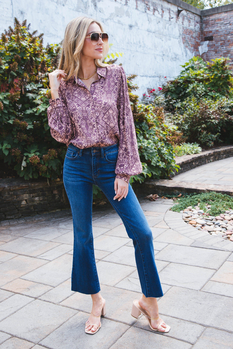 Catey Printed Top, Mauve Purple