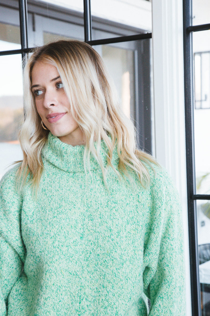 Tillie Turtleneck Sweater, Marled Green | Velvet Heart