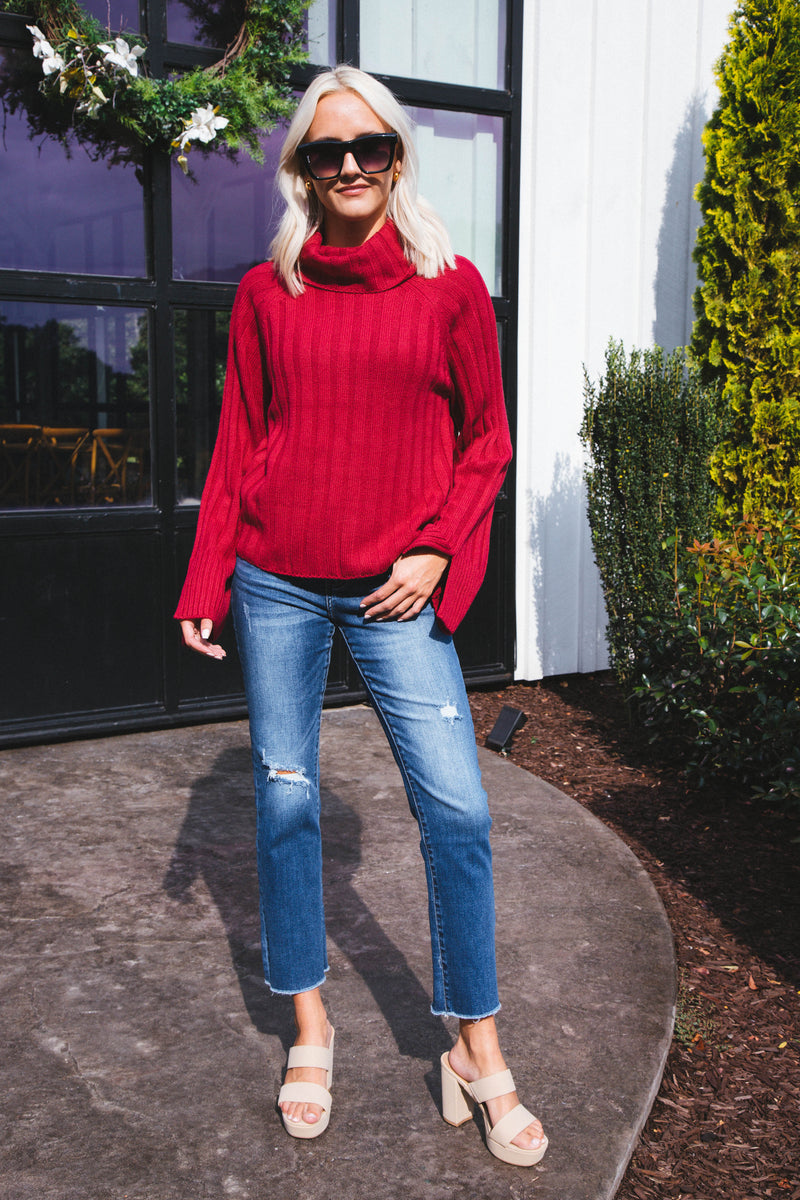 Cold Outside Cowl Neck Sweater, Cranberry | Sanctuary