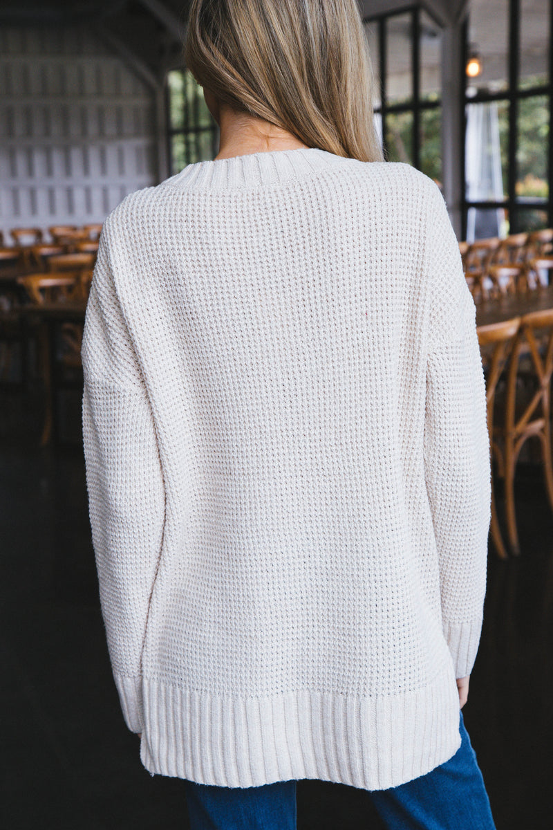 Cierra Button Neckline Sweater, Oatmeal
