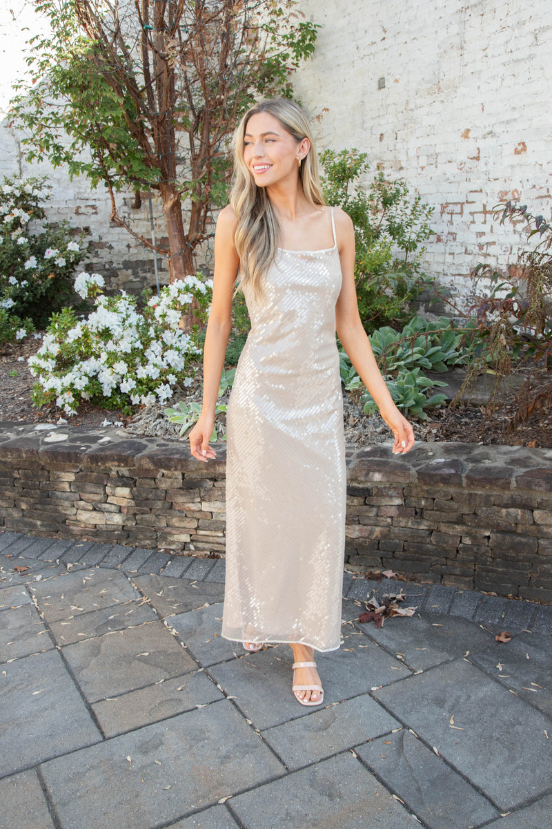 gold sequin slip dress Rose Gold Sequin Slip Dress Rose Gold / 2X