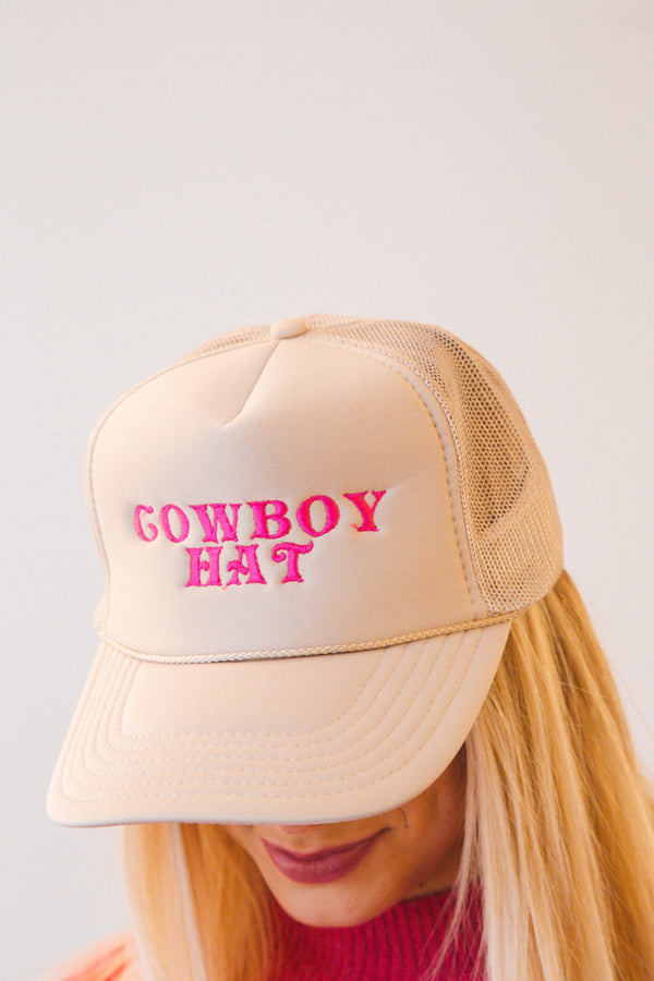 Cowboy Hat Trucker Hat Cap, Tan