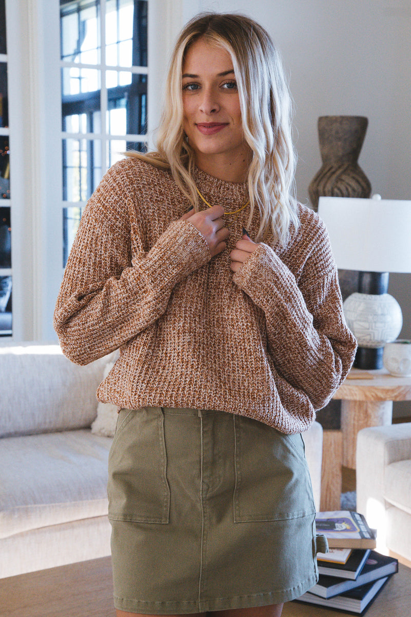 Justine Marled Sweater, Marled Brown | Velvet Heart