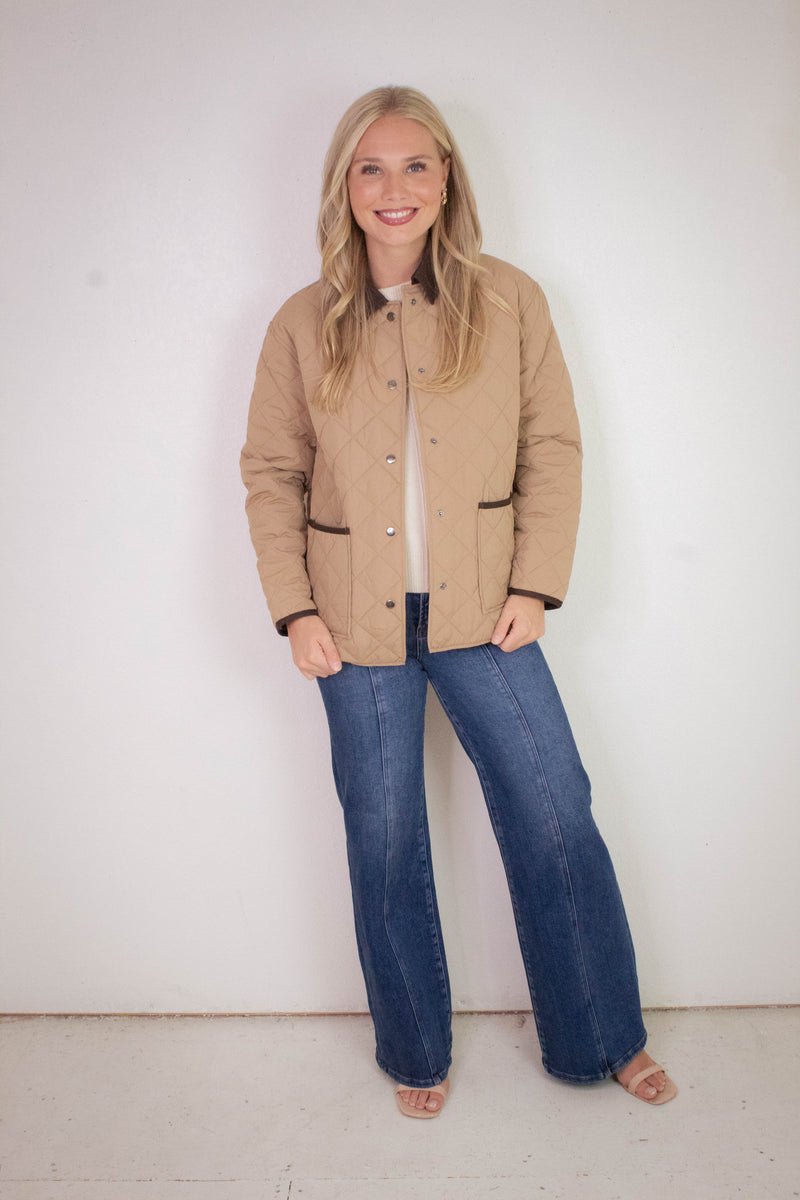 Cleo Quilted Puffer Work Jacket, Khaki
