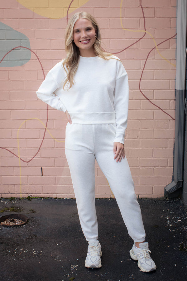 Lucie Short Pullover, Ivory Melange | RD Style