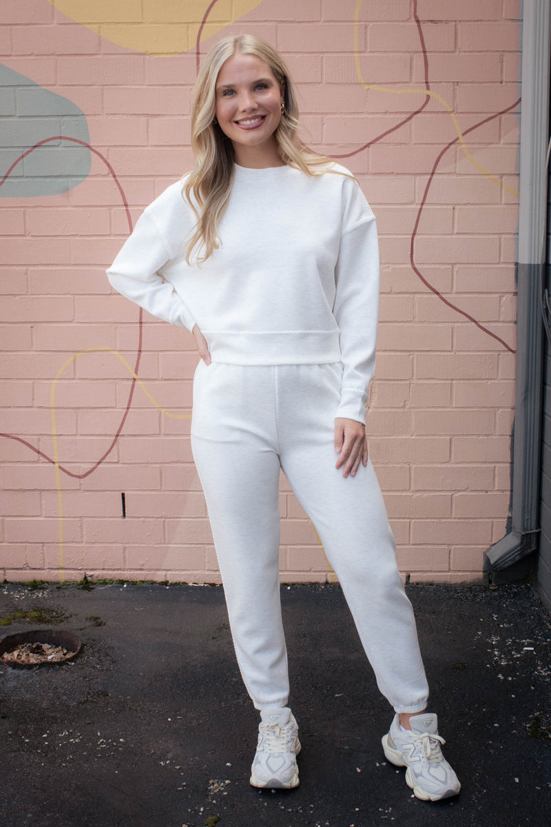 Lucie Short Pullover, Ivory Melange | RD Style