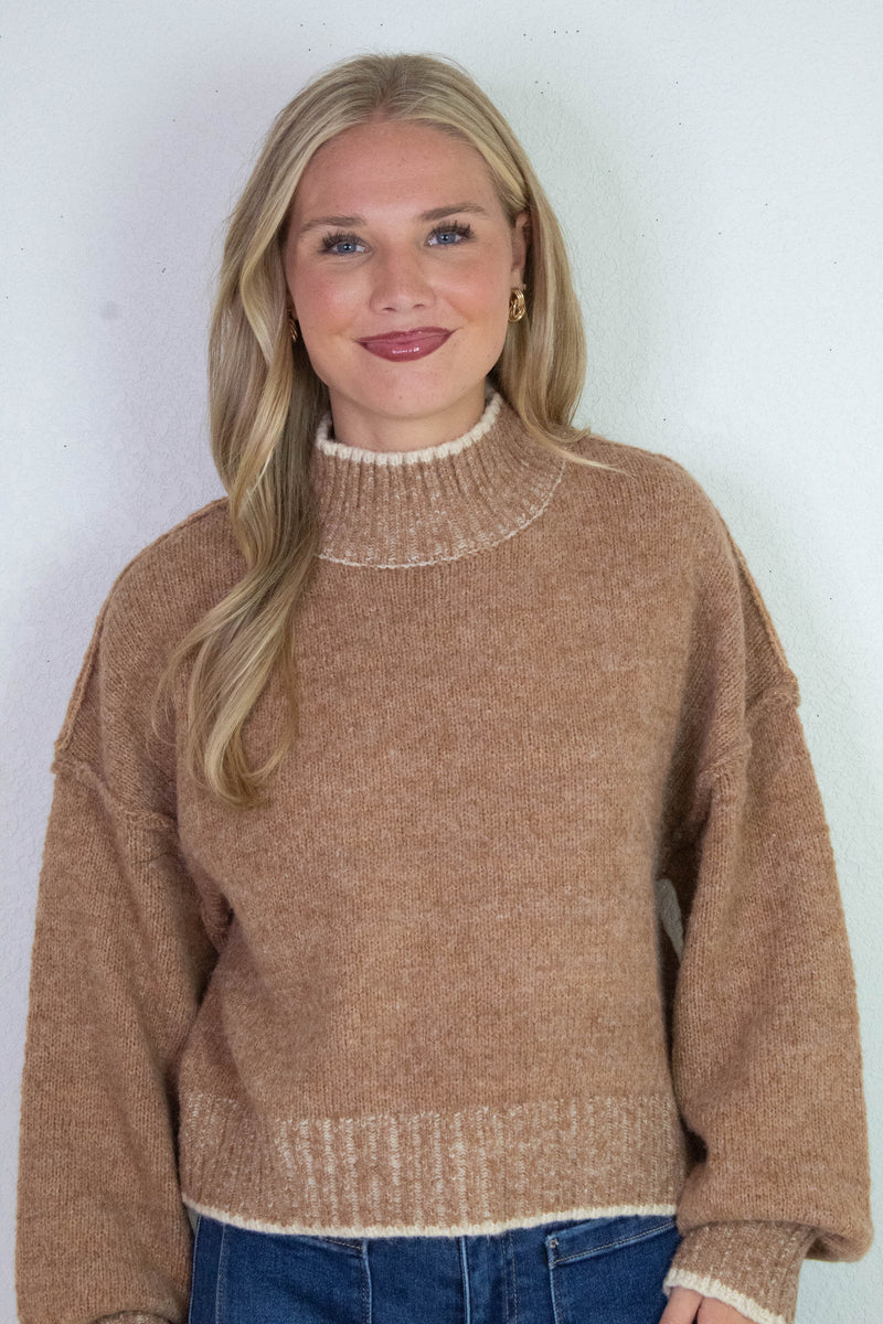 Alice Trim Detail Sweater, Mocha