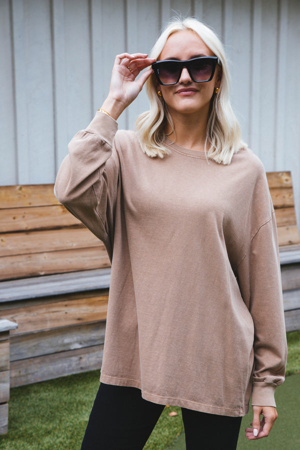 Orla Oversized Tee, Pale Brown