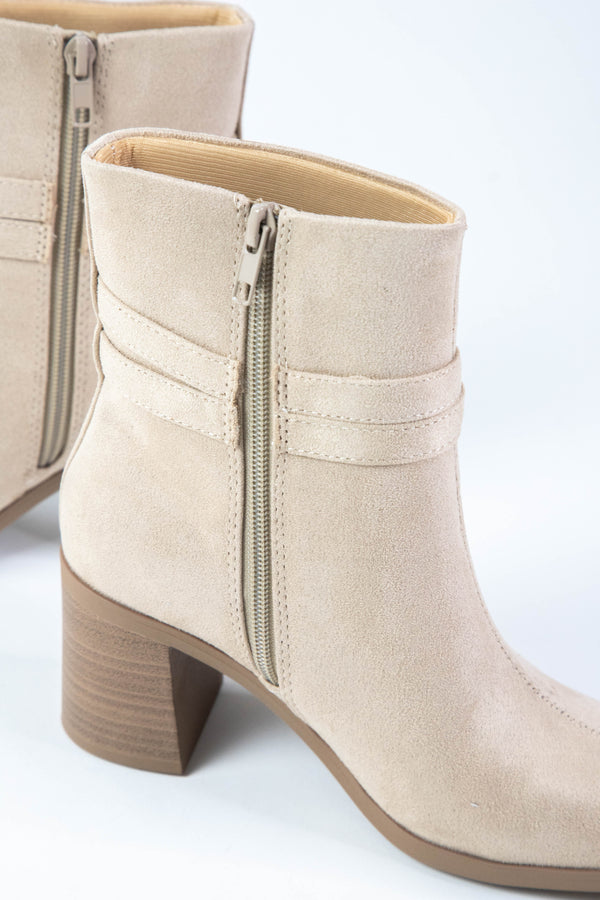 Timmy Wrapped Buckle Dress Bootie, Pale Camel