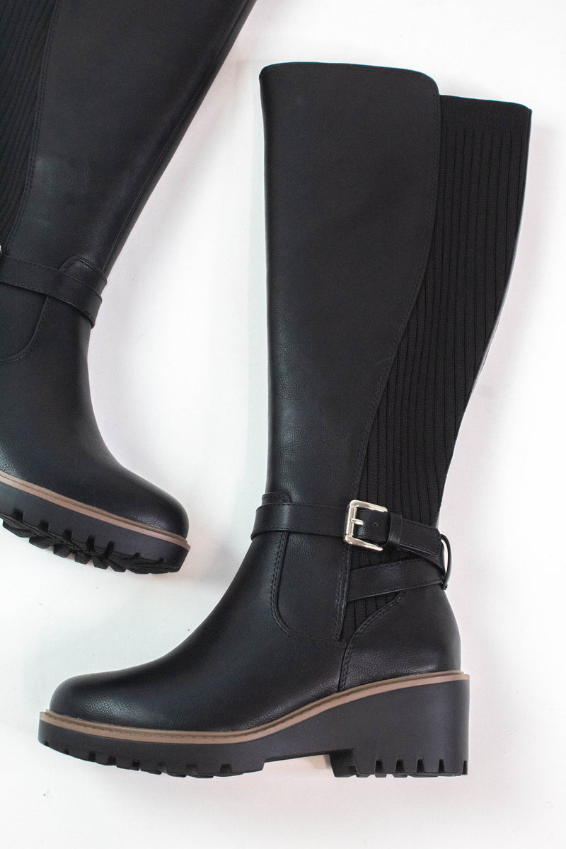 Zone Tall Knit Back Boot, Black