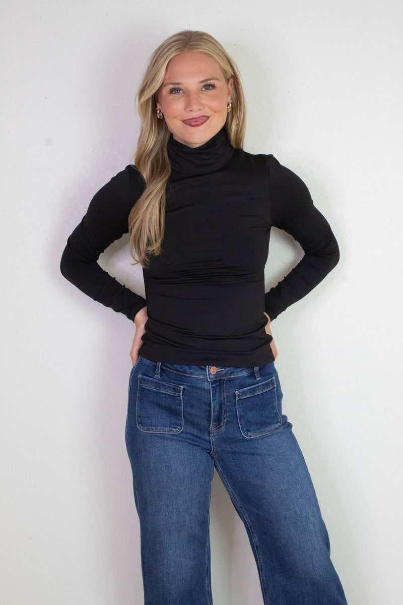 Teresa Turtle Neck Top, Black | RD Style