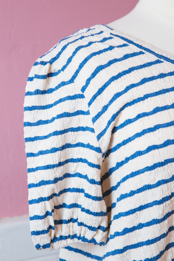 Amaya Textured Striped Top, Blue | Plus Size