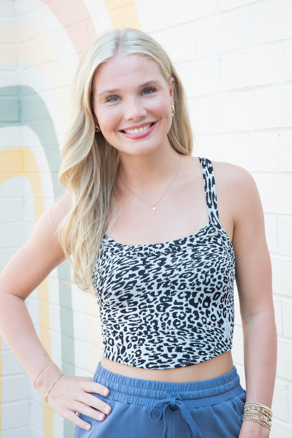 All Clear Leopard Cami, Ice Grey | Free People