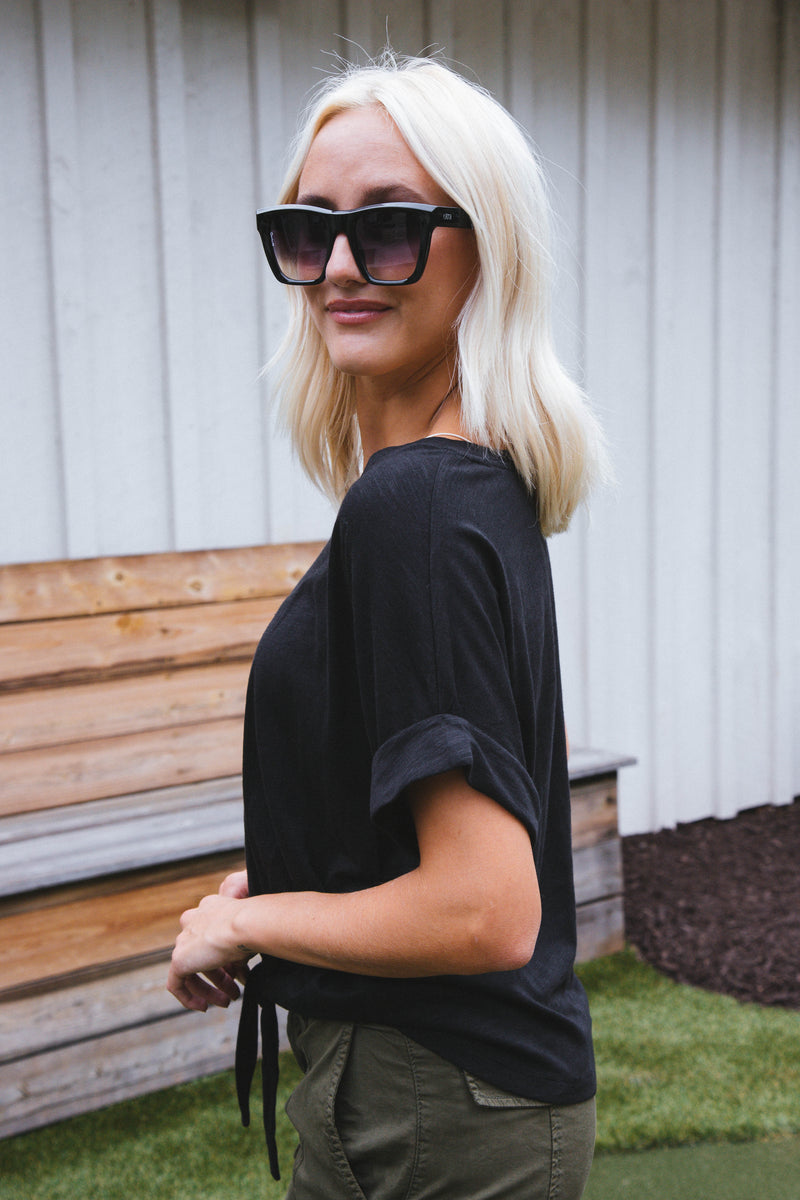 All Day Tie Tee, Black | Sanctuary