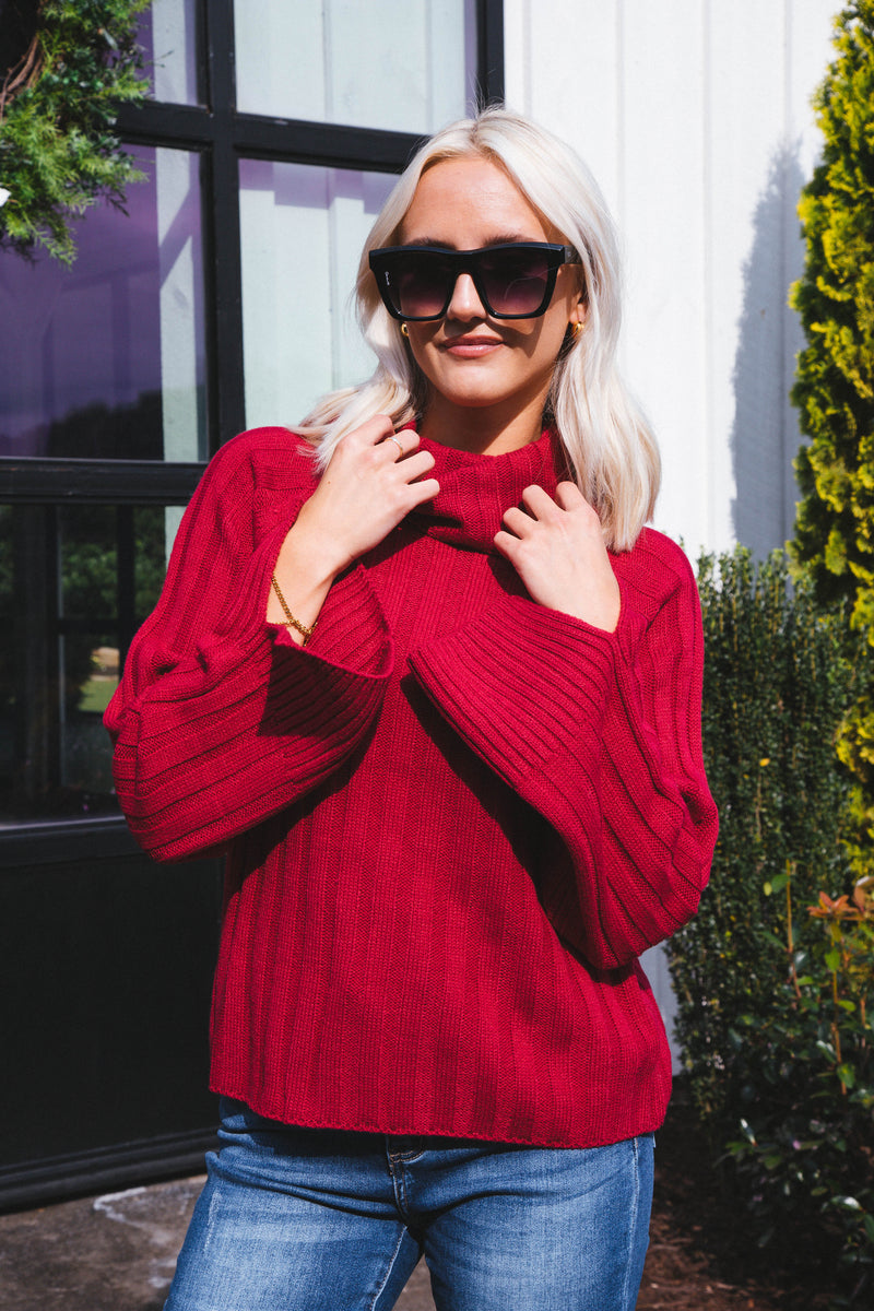 Cold Outside Cowl Neck Sweater, Cranberry | Sanctuary
