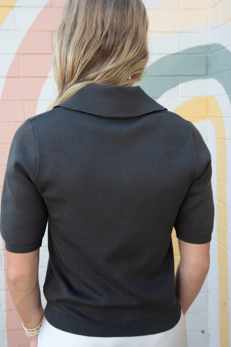 Harlow Gold Twist Lock Button Top, Dark Olive