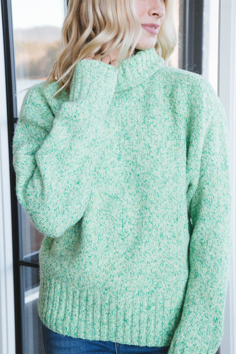 Tillie Turtleneck Sweater, Marled Green | Velvet Heart