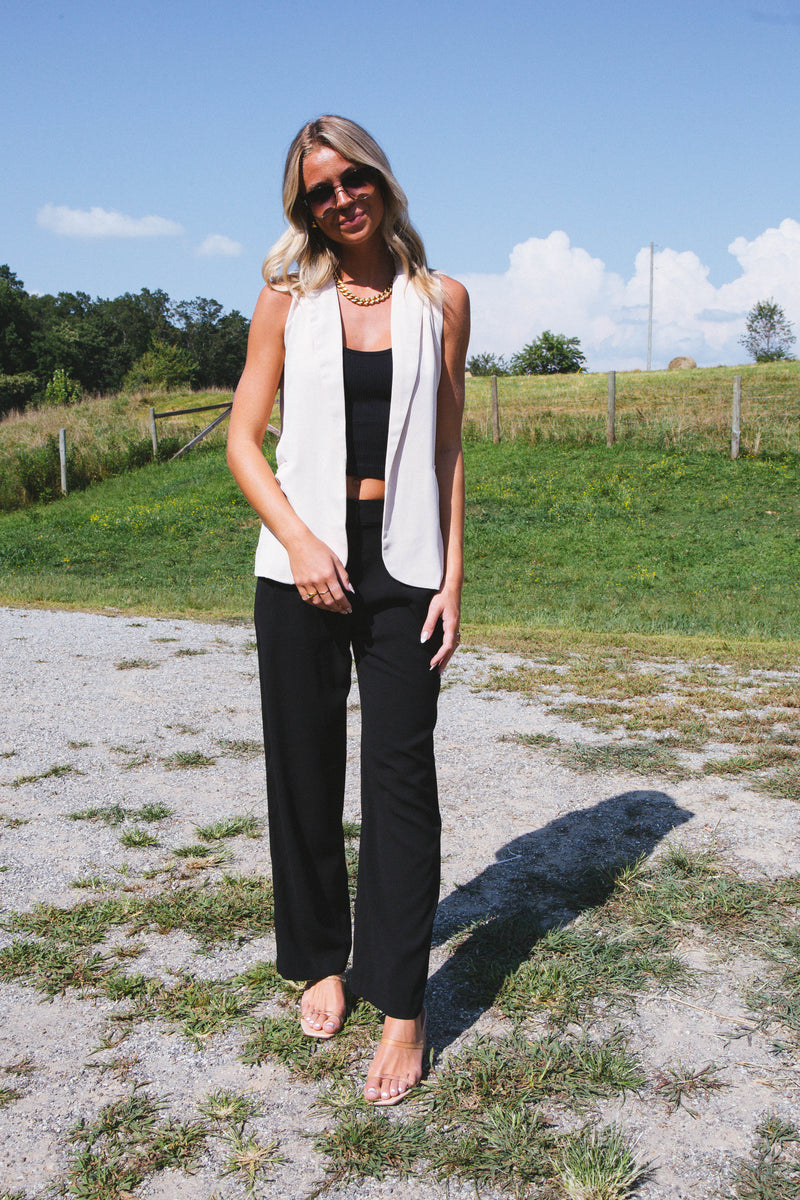Annabelle Wide Leg Dress Pants, Black