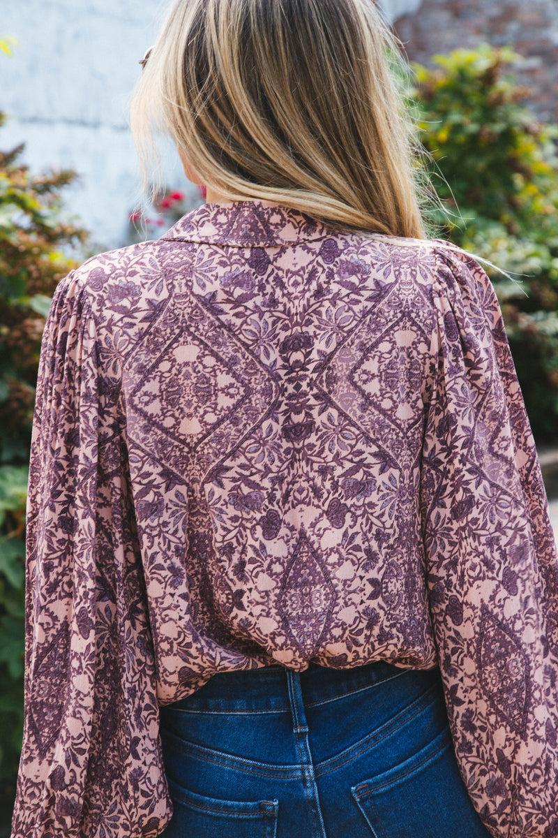 Catey Printed Top, Mauve Purple