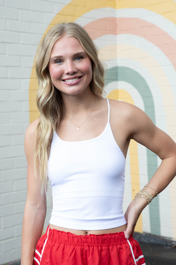 Lucille Double Layer Cropped Cami, White