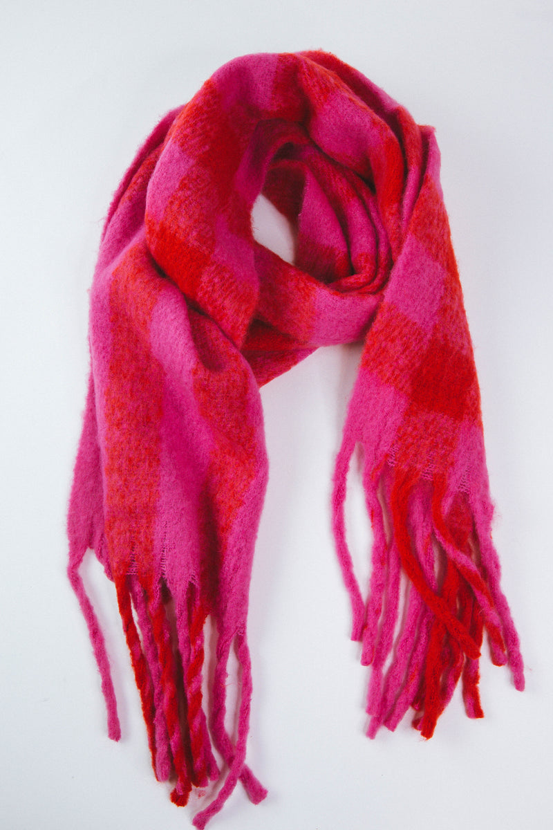 Noelle Knit Scarf, Red Pink