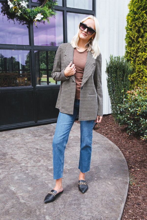 City Blazer, Vanilla Houndstooth | Sanctuary