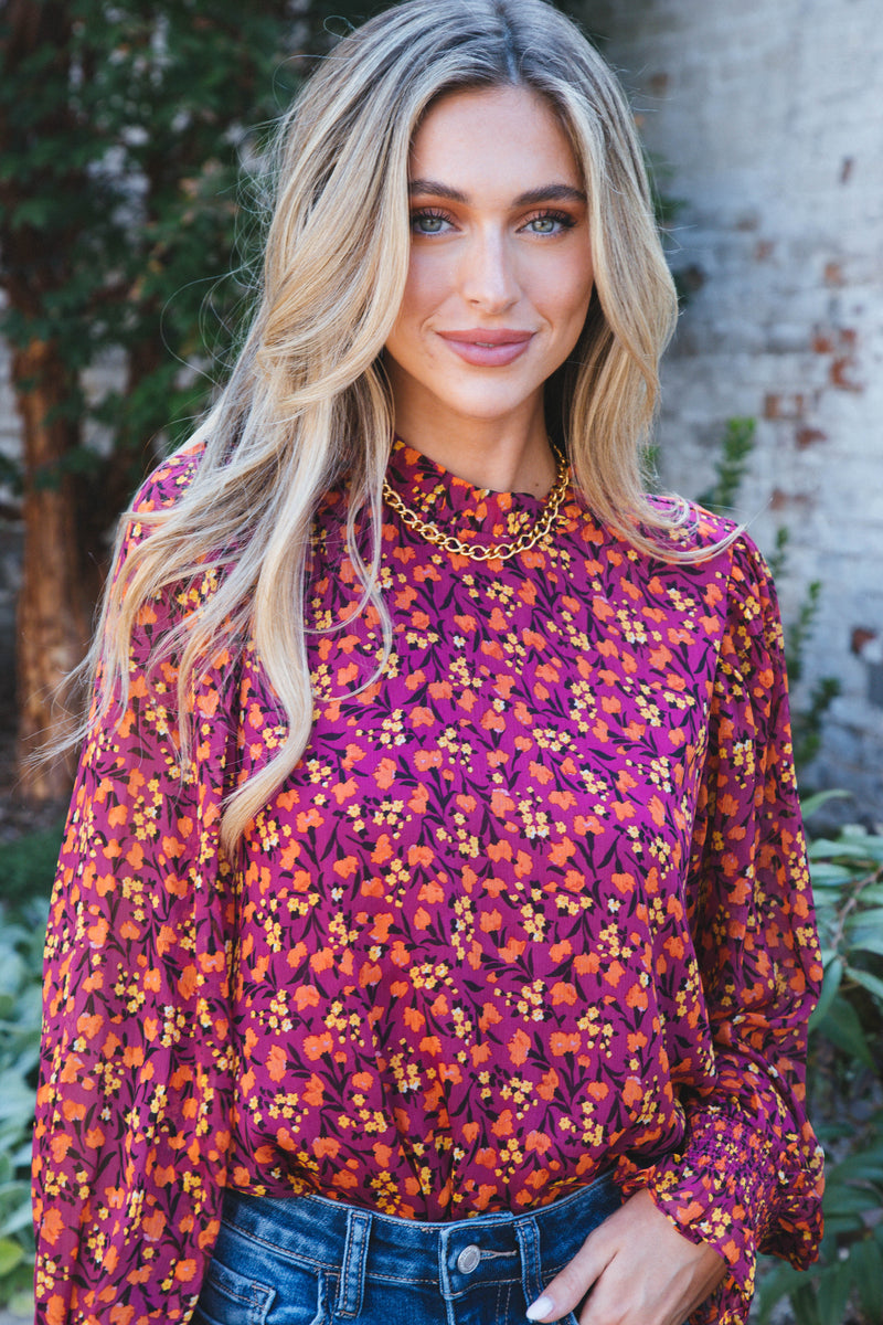 Nikita Floral Blouse, Berry