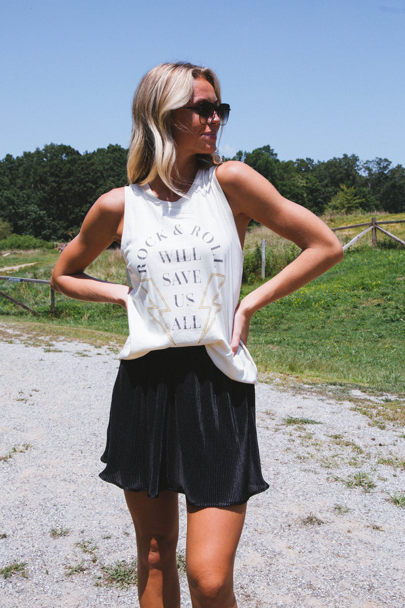 Rock & Roll Will Save Us All Tank, Off White | Girl Dangerous