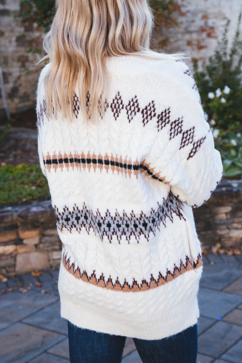 Anne Long Sleeve V-Neck Cardigan, Natural | RD Style