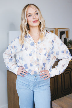 Jemma Printed Woven Blouse, Dried Rose Multi