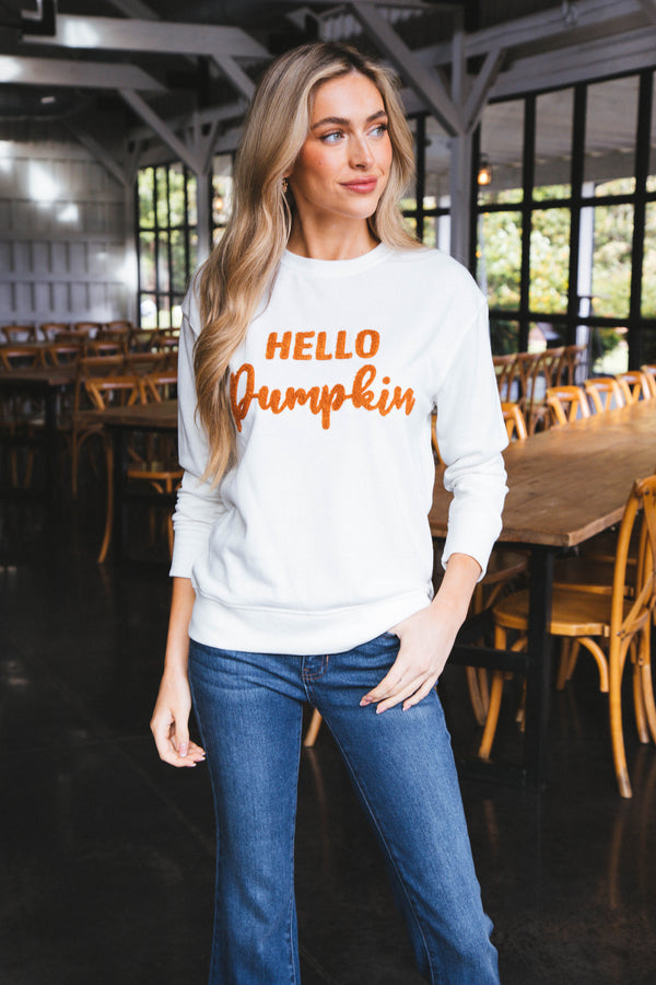 Blaire Hello Pumpkin Sweatshirt, White