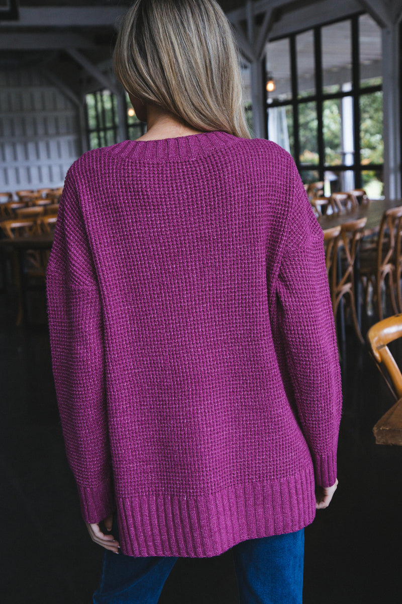 Cierra Button Neckline Sweater, Pink