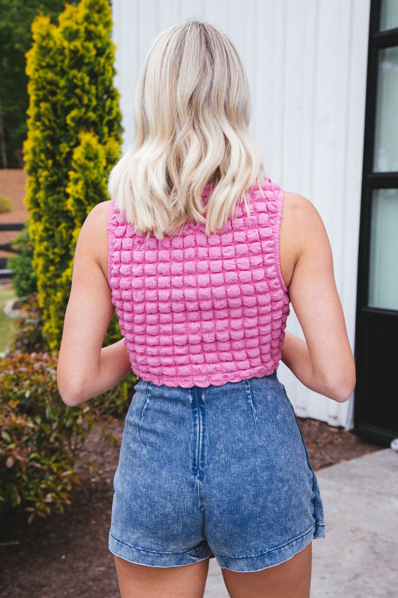 Bibble Sleeveless Crop Top, Pink