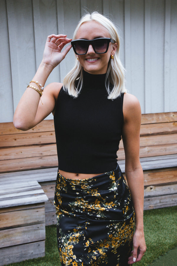 Taylor Mock Neck Tank, Black
